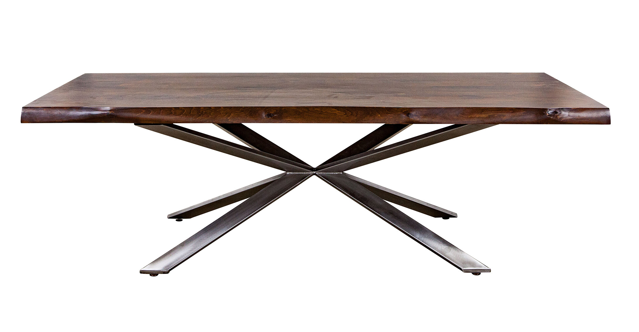 walnut table top with metal spider base